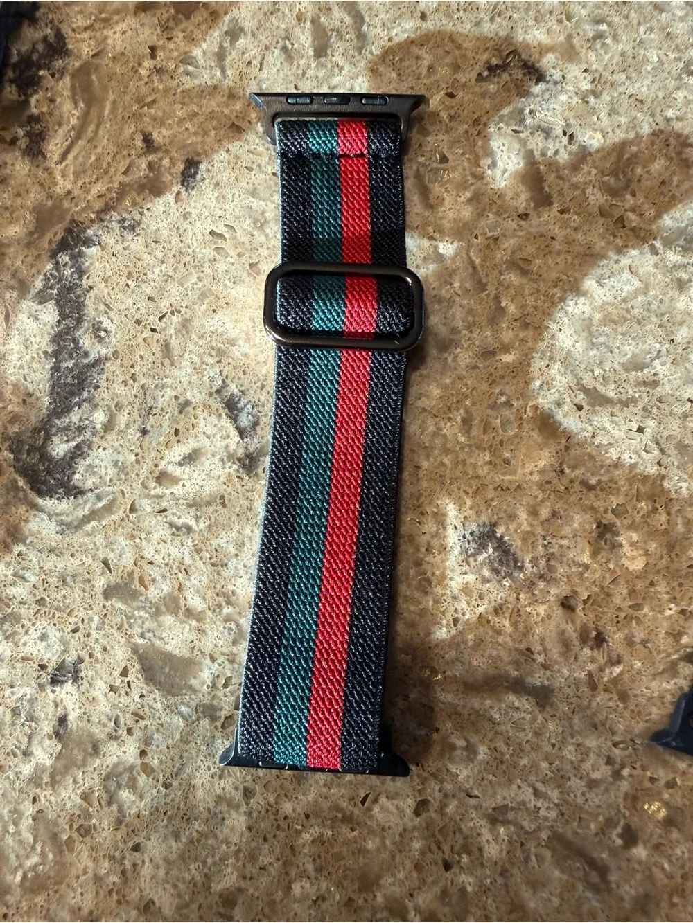 Set of 4 Nylon Apple Watch Bands - Gray, Black/Green/Red Stripe, Navy, Olive
